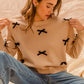 SO ME Ribbon Bow Applique Sweater - Farnelli