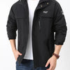 Men's Plus Size Zip Up Windproof Hooded Jacket - Black
