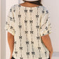 Aviana Bow Print Puff Short Sleeve Top - Farnelli