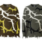 Men's Abstract Pattern Distressed Hem Sweater - Farnelli