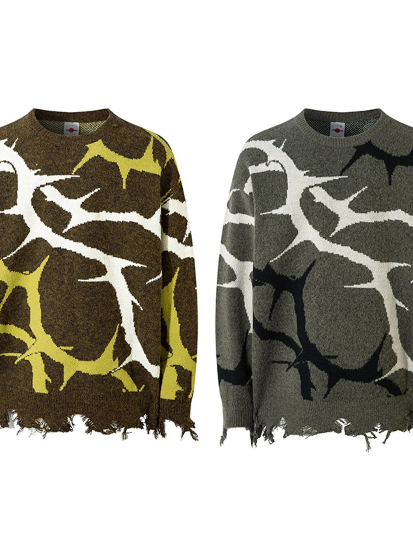 Men's Abstract Pattern Distressed Hem Sweater - Farnelli