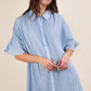 VERY J Pleated Detail Button Down Mini Dress - Farnelli