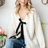 First Love Tie Closure Open Knit Cardigan - Ivory