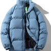 Men's Plus Size Zip Up Stand Collar Puffer Jacket - Dusty Blue