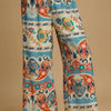 Umgee Full Size Wide Leg Border Print Pants Plus Size - BLUE MIX