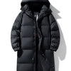 Men's Full Size Longline Hooded Down Coat Plus Size - Black