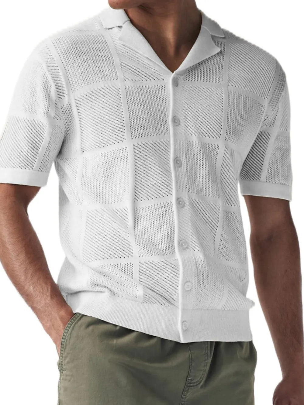 Men's Button Down Checkered Eyelet Shirt - Farnelli