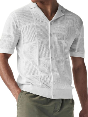 Men's Button Down Checkered Eyelet Shirt - Farnelli