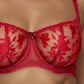 Sexy Sheer Lace Balconette Bra Tango Red-1
