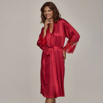 Long Sleeve Satin Bathrobe Ruby Red Tango-0