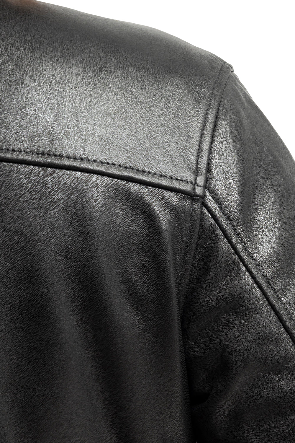 Whet Blu NYC Dani women's leather bomber jacket, back shoulder view