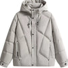 Men's Plus Size Diamond Quilted Hooded Puffer Jacket - Khaki