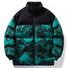 Men's Full Size Printed Padded Winter Coat Plus Size - Green