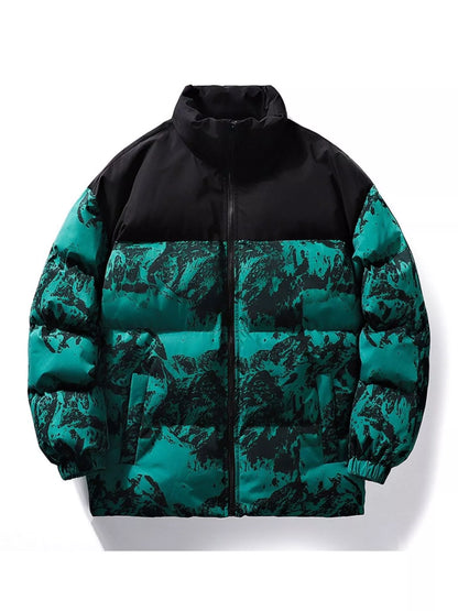 Men's Full Size Printed Padded Winter Coat Plus Size - Farnelli