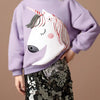 Children's Unicorn Graphic Round Neck Sweatshirt - Lavender
