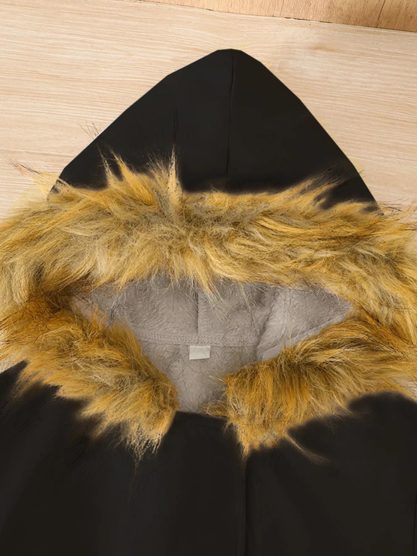 Children's Tie Waist Faux Fur Hooded Outerwear - Farnelli