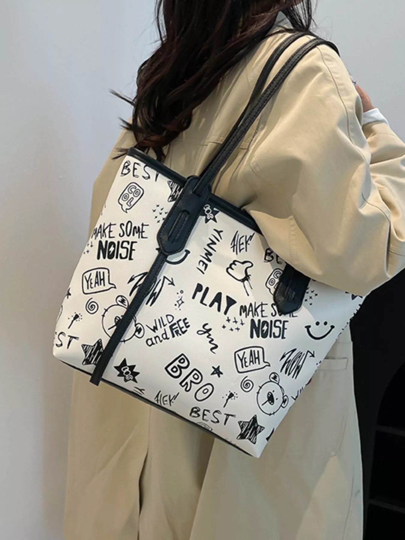 Graffiti Print Casual Tote Bag - Farnelli