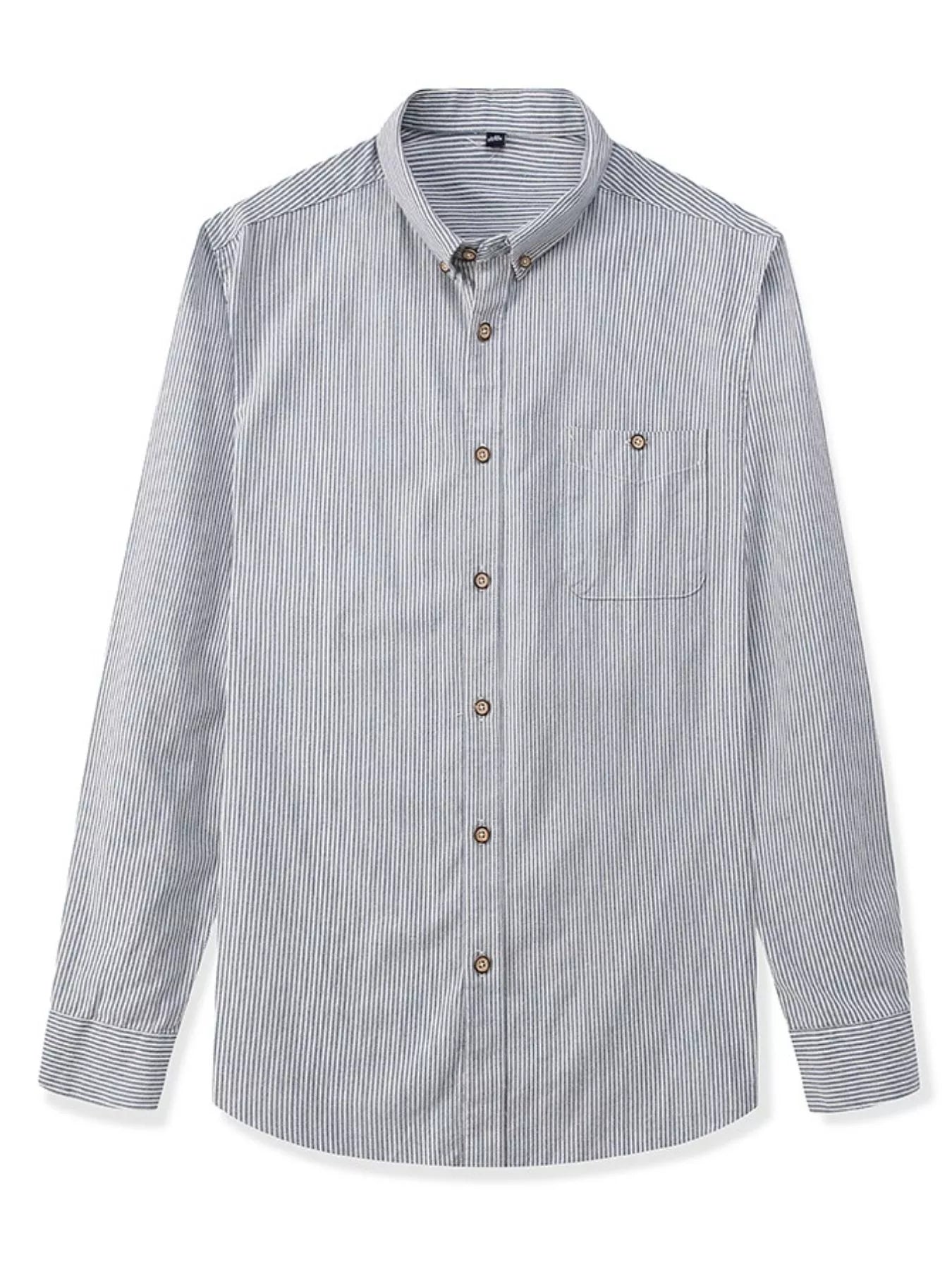 Men's Full Size Casual Striped Corduroy Shirt Plus Size - Farnelli