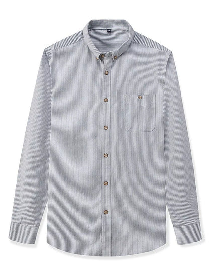 Men's Full Size Casual Striped Corduroy Shirt Plus Size - Farnelli
