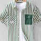 Men's Plus Size Striped Button Up Short Sleeve Shirt - Farnelli
