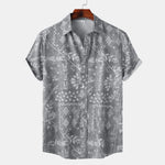 Men's Printed Short Sleeve Button-Up Shirt - Farnelli