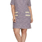 She + Sky Full Size Short Sleeve Pearl Studded Trim Knit Tweed Dress Plus Size - Farnelli