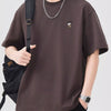 Men's Plus Size Round Neck Short Sleeve T-Shirt - Plum Purple