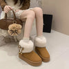 Round Toe Platform Boots - Brown