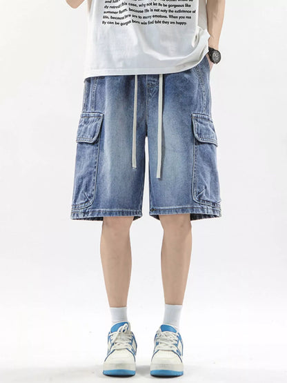 Men's Full Size Wash Drawstring Cargo Shorts Plus Size - Farnelli