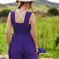 Davi & Dani Smocked Bodice Strap Ruffle Tie Belt Jumpsuit - Farnelli