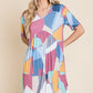 BOMBOM Ruched Color Block Short Sleeve Dress - Farnelli