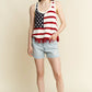 Jade By Jane Full Size American Flag Fringe Tank Top Plus Size - Farnelli