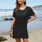 Openwork Round Neck Short Sleeve Cover-UP - Farnelli