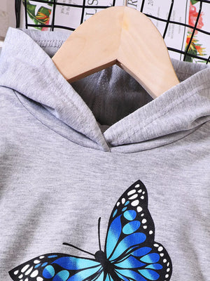 Childrens's Butterfly Print Hoodie & Pants Set - Farnelli