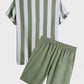 Men's Full Size Striped Casual Shirt and Shorts Set Plus Size - Farnelli