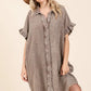 Mittoshop Mineral Wash Cotton Gauze Mini Shirt Dress - Farnelli