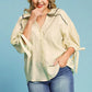 Umgee Full Size Embroidered Detail Button Down Shirt Plus Size - Farnelli