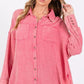 SAGE + FIG Frayed Hem Side Slit Button Down Shirt - Farnelli