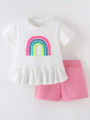 Children's Sequin Rainbow Top and Shorts Set - Farnelli