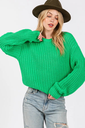 SAGE + FIG Round Neck Drop Shoulder Sweater - Farnelli