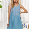 ADORA Decorative Button Sleeveless Babydoll Dress - Vintage Denim