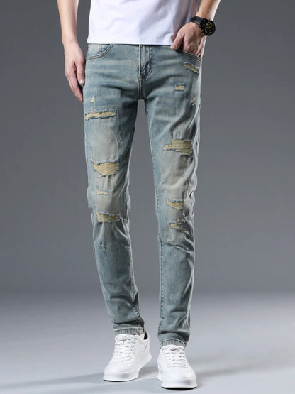 Men's Distressed Slim Fit Jeans - Farnelli