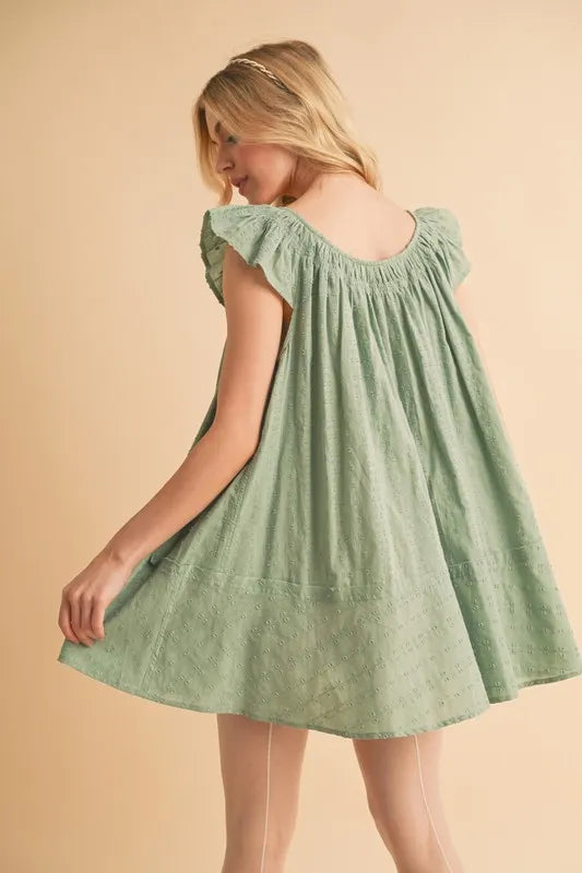 Aemi+Co Ruffled Cap Sleeve Cotton Tunic Mini Dress - Farnelli