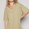 POL V-Neck Half Sleeve T-Shirt - Dried Moss