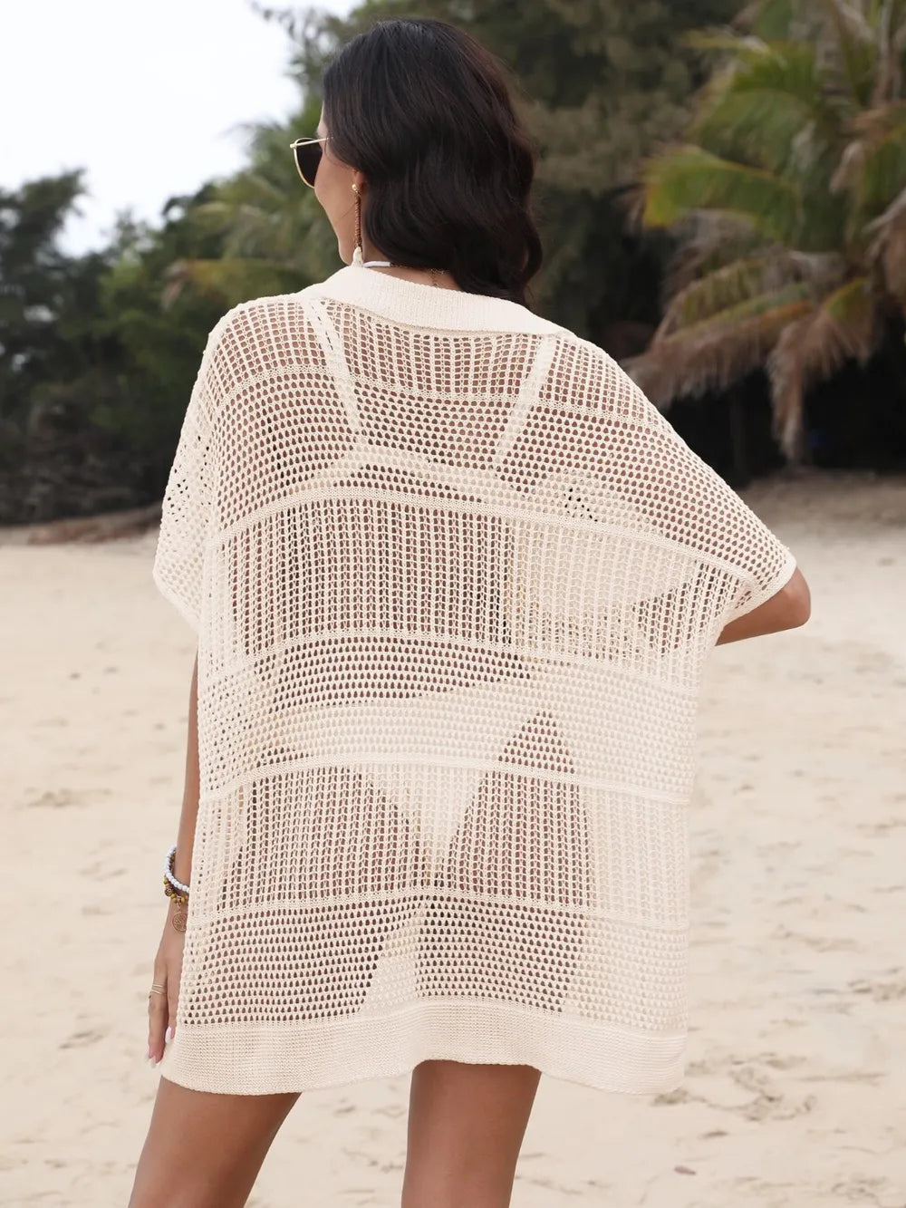 Hollow Out Collared Neck Cover-Up - Farnelli