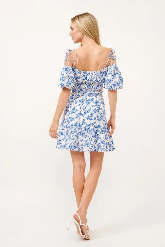And The Why Off Shoulder Bubble Sleeve Dress - Farnelli