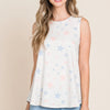 BOMBOM Star Print Round Neck Tank - Beige
