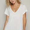 POL Basic V-Neck Short Sleeve T-Shirt - OFF WHITE