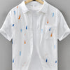 Men's Plus Size Printed Button Up Short Sleeve Shirt - White