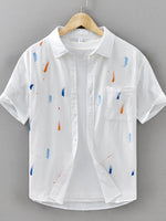 Men's Plus Size Printed Button Up Short Sleeve Shirt - Farnelli